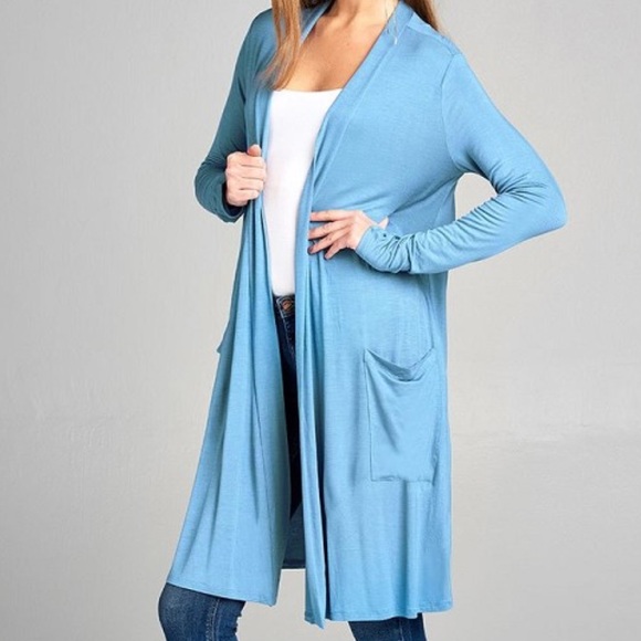 Open Front Horizon Blue Cardigan - Picture 2 of 3